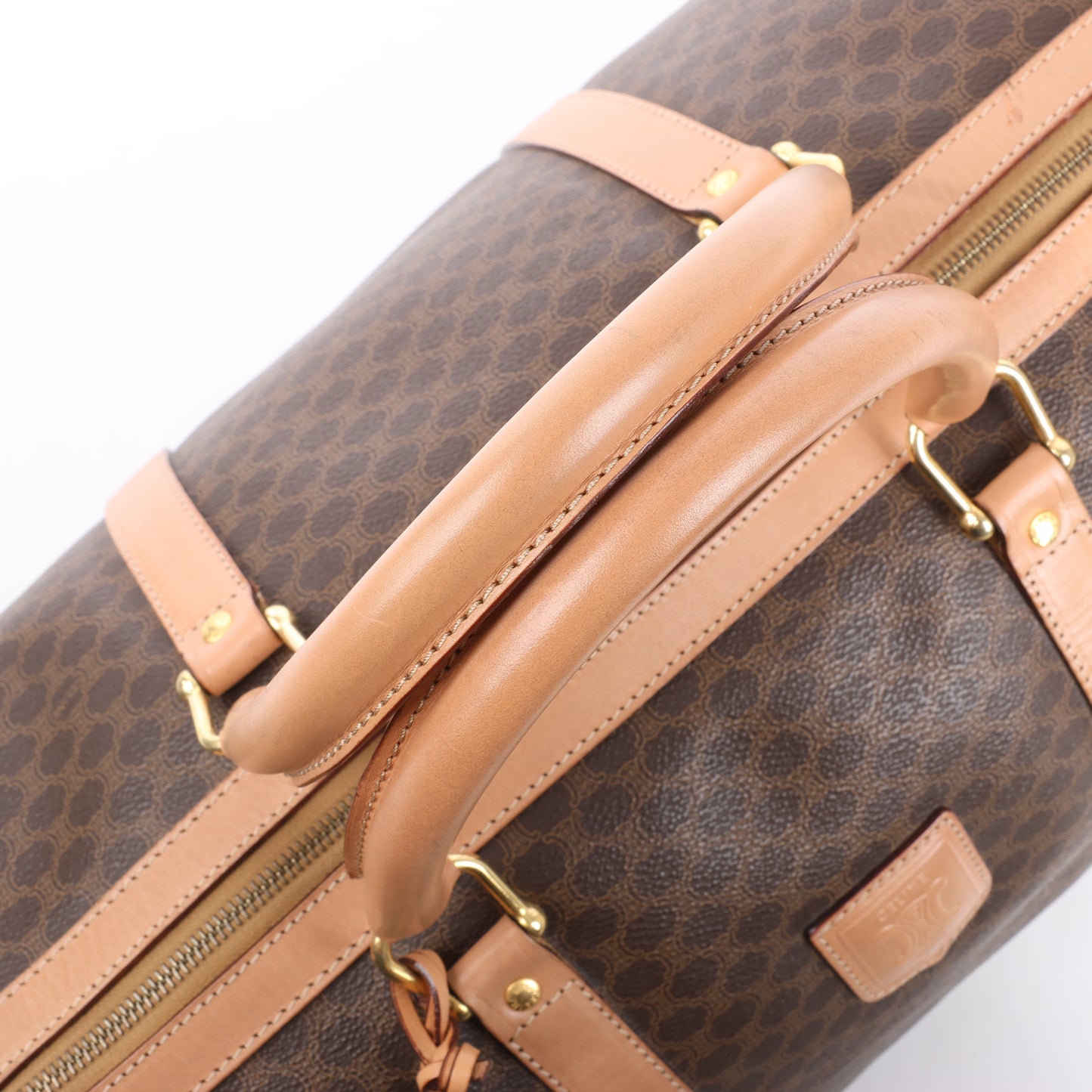 Celine Macadam Boston Reisetasche aus PVC und Leder in Braun