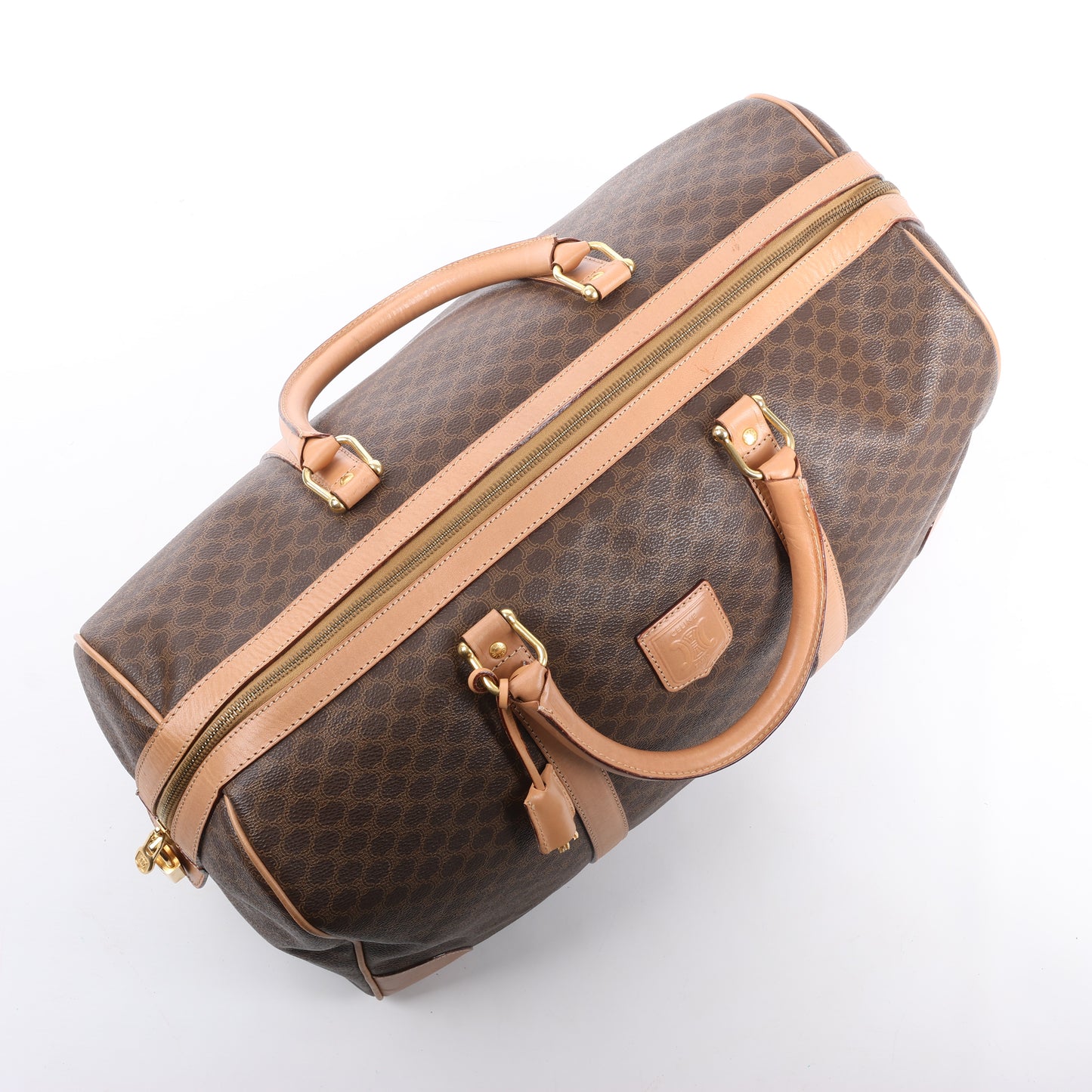 Celine Macadam Boston Reisetasche aus PVC und Leder in Braun