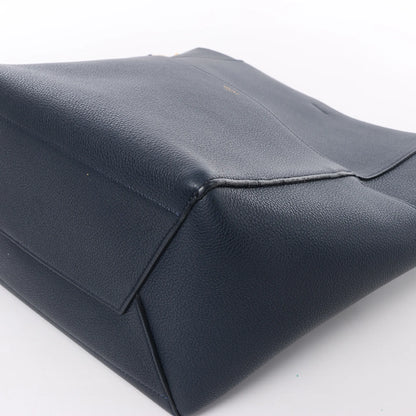 CELINE Seau Sangle Bucket-Schultertasche aus Leder in Marineblau