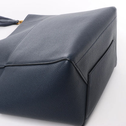 CELINE Seau Sangle Bucket-Schultertasche aus Leder in Marineblau