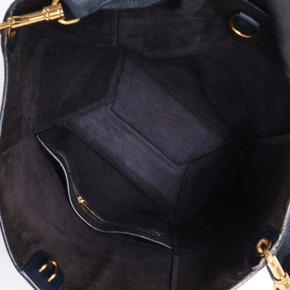 CELINE Seau Sangle Bucket-Schultertasche aus Leder in Marineblau