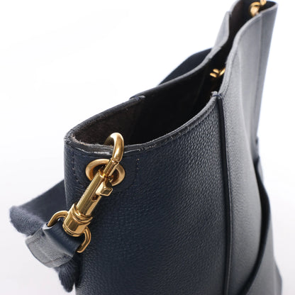 CELINE Seau Sangle Bucket-Schultertasche aus Leder in Marineblau