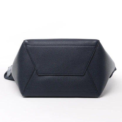 CELINE Seau Sangle Bucket-Schultertasche aus Leder in Marineblau