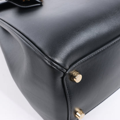 Celine – Sac 16 – Mittlere 2-Wege-Handtasche aus glattem Leder in Schwarz
