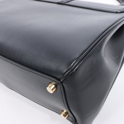 Celine – Sac 16 – Mittlere 2-Wege-Handtasche aus glattem Leder in Schwarz