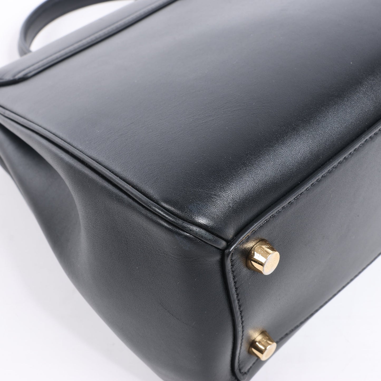 Celine – Sac 16 – Mittlere 2-Wege-Handtasche aus glattem Leder in Schwarz