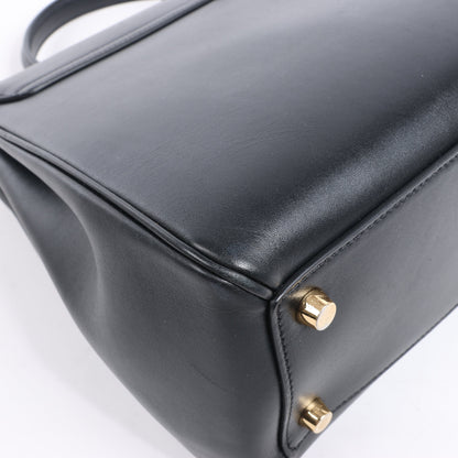 Celine – Sac 16 – Mittlere 2-Wege-Handtasche aus glattem Leder in Schwarz