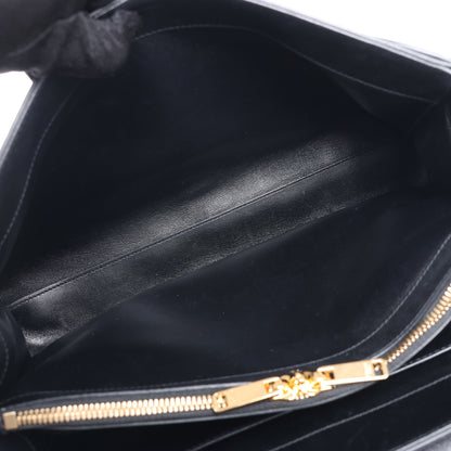 Celine – Sac 16 – Mittlere 2-Wege-Handtasche aus glattem Leder in Schwarz