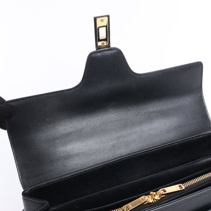 Celine – Sac 16 – Mittlere 2-Wege-Handtasche aus glattem Leder in Schwarz