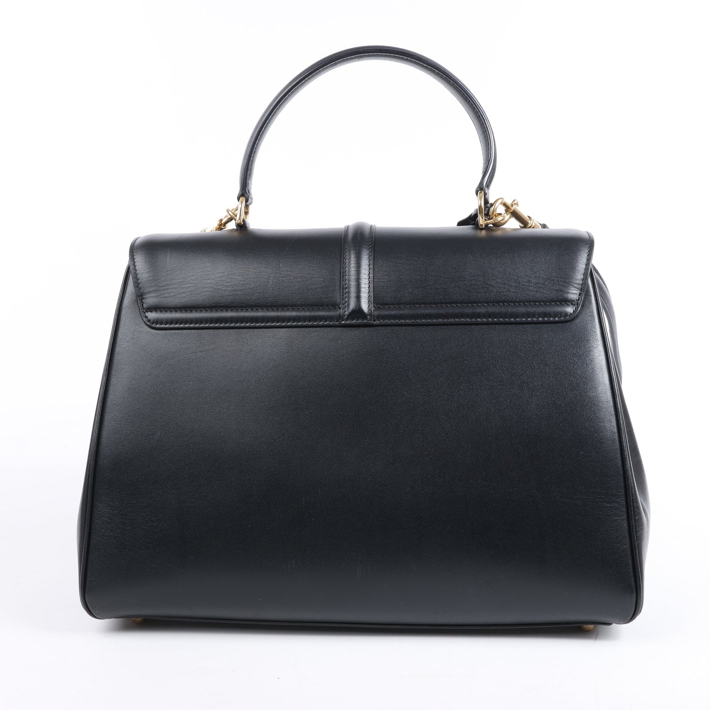 Celine – Sac 16 – Mittlere 2-Wege-Handtasche aus glattem Leder in Schwarz