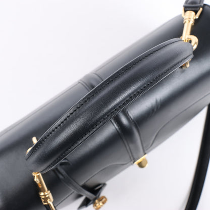 Celine – Sac 16 – Mittlere 2-Wege-Handtasche aus glattem Leder in Schwarz