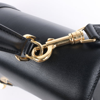 Celine – Sac 16 – Mittlere 2-Wege-Handtasche aus glattem Leder in Schwarz