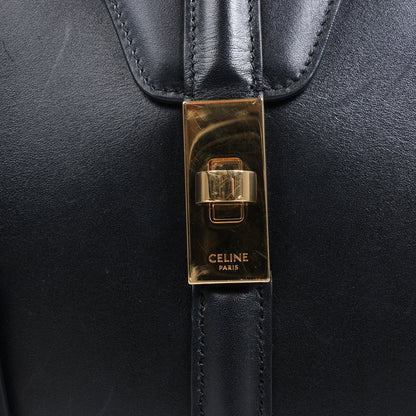 Celine – Sac 16 – Mittlere 2-Wege-Handtasche aus glattem Leder in Schwarz