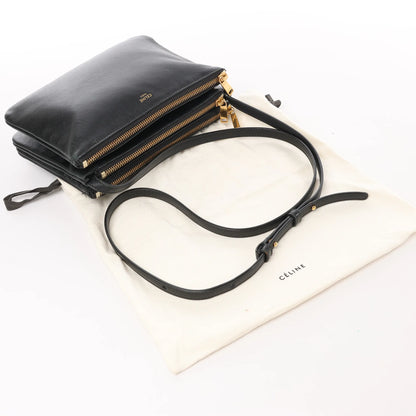 Celine Trio – Kleine Umhängetasche aus schwarzem Leder