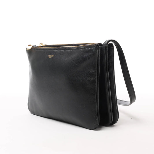 Celine Trio – Kleine Umhängetasche aus schwarzem Leder