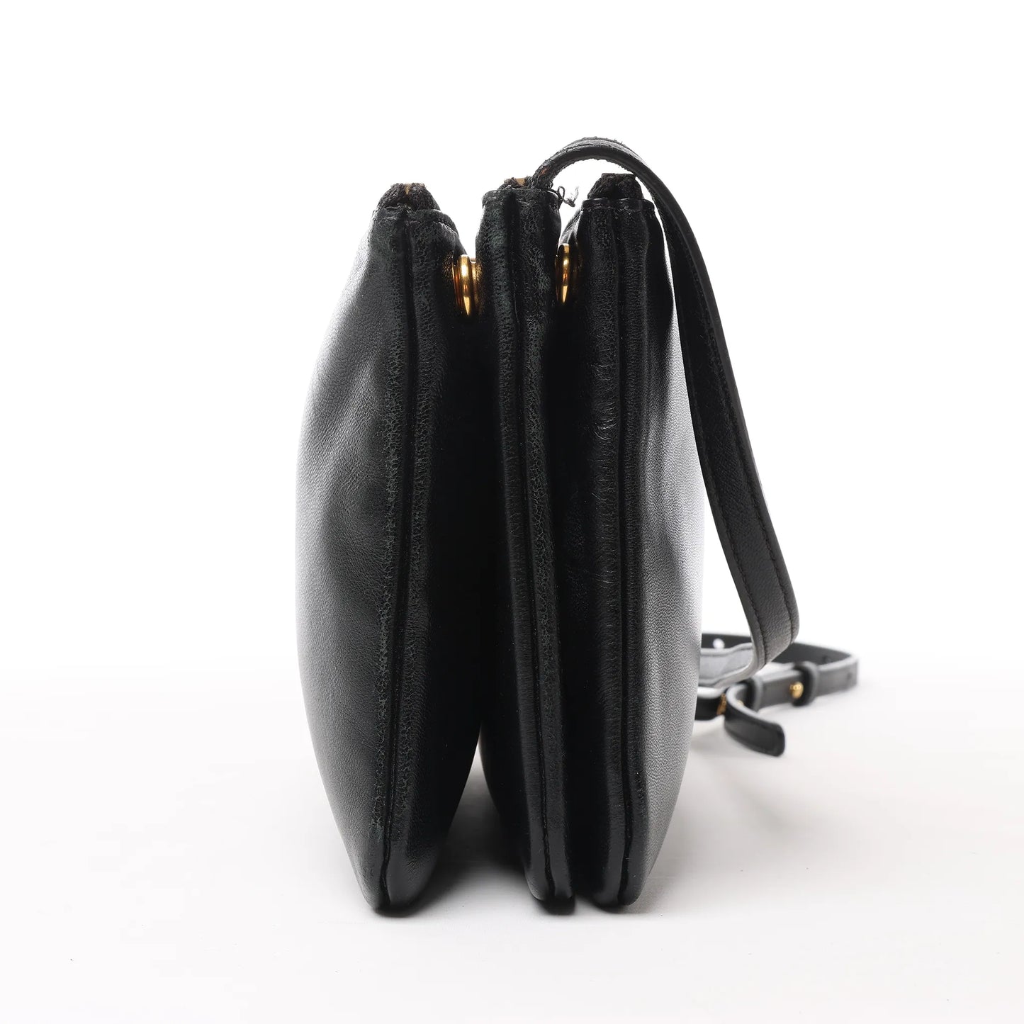Celine Trio – Kleine Umhängetasche aus schwarzem Leder