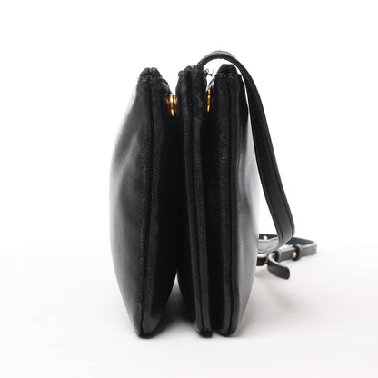 Celine Trio – Kleine Umhängetasche aus schwarzem Leder