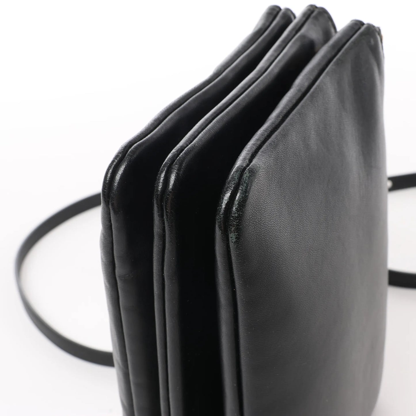 Celine Trio – Kleine Umhängetasche aus schwarzem Leder