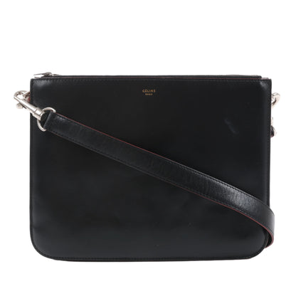 Celine Trio Oversized Edge Leder-Umhängetasche in Schwarz