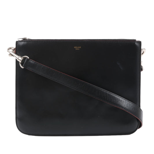 Celine Trio Oversized Edge Leder-Umhängetasche in Schwarz