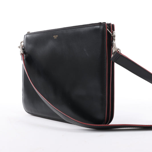 Celine Trio Oversized Edge Leder-Umhängetasche in Schwarz