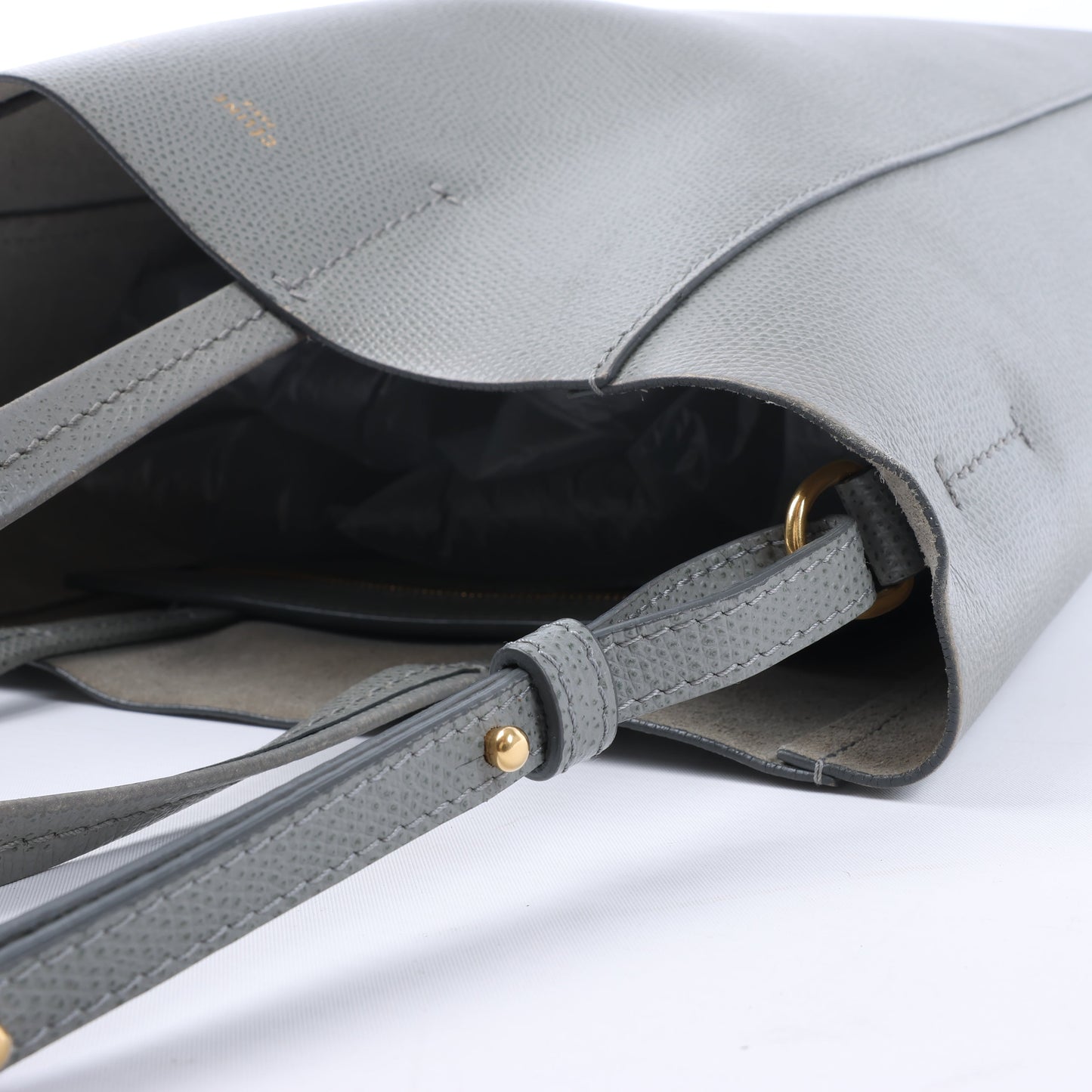 CELINE Vertical Cabas Kleine 2-Wege-Handtasche aus Leder in Grau