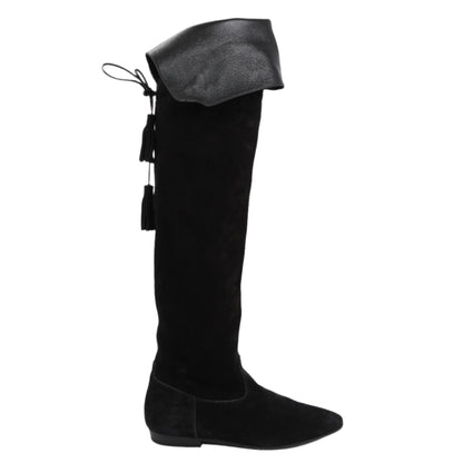 Celine Chat Botté Over-The-Knee Flat Boot in Suede Calfskin in Size 38 RM0220
