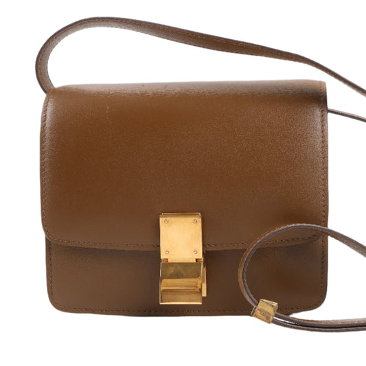 Petit sac à bandoulière en cuir Celine Classic Box marron