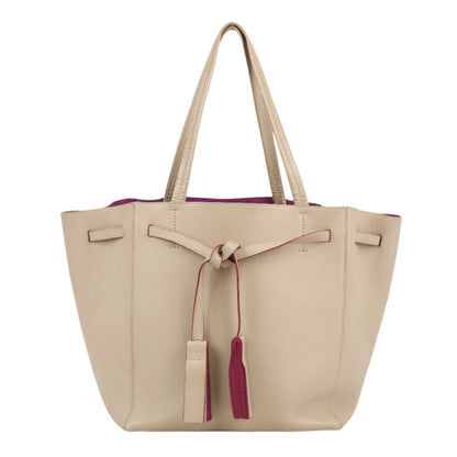 Celine Small Cabas Phantom Leather Shoulder Bag in Beige