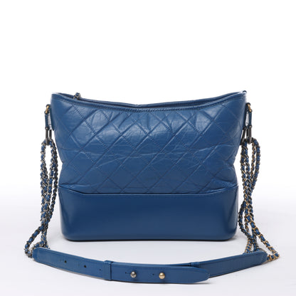 Chanel Gabrielle Doo Chanel Vintage Kalbsleder-Umhängetasche mit Kette Blaugold x Silbermetallbeschläge 27113839