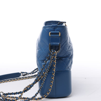 Chanel Gabrielle Doo Chanel Vintage Kalbsleder-Umhängetasche mit Kette Blaugold x Silbermetallbeschläge 27113839