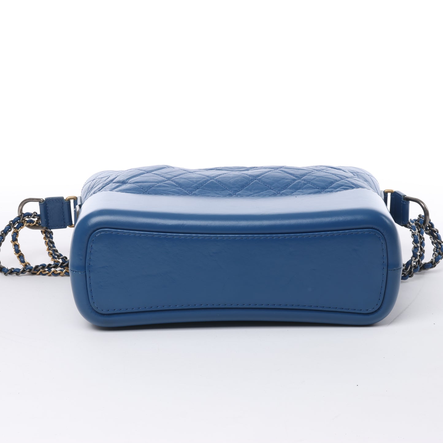 Chanel Gabrielle Doo Chanel Vintage Kalbsleder-Umhängetasche mit Kette Blaugold x Silbermetallbeschläge 27113839