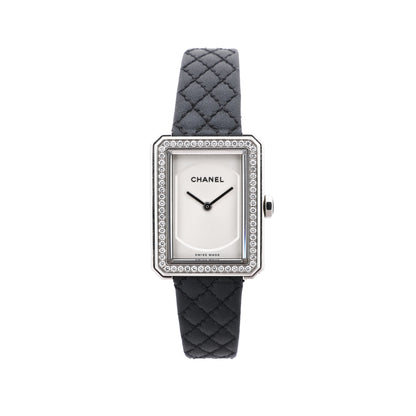 Chanel Boyfriend H6955 KTF95332 SS &amp; Leder QZ Uhr mit silbernem Zifferblatt