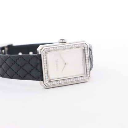Chanel Boyfriend H6955 KTF95332 SS &amp; Leder QZ Uhr mit silbernem Zifferblatt