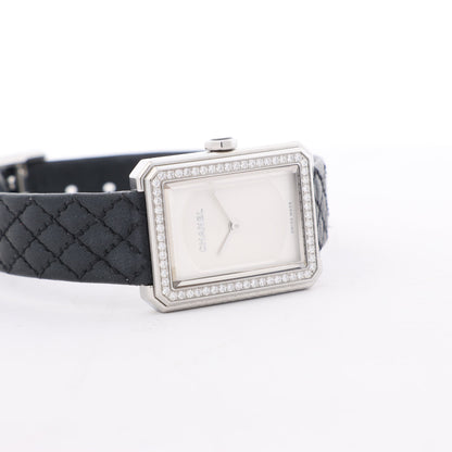Chanel Boyfriend H6955 KTF95332 SS &amp; Leder QZ Uhr mit silbernem Zifferblatt