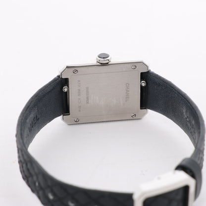 Chanel Boyfriend H6955 KTF95332 SS &amp; Leder QZ Uhr mit silbernem Zifferblatt
