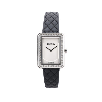 Chanel Boyfriend H6955 KTF95332 SS &amp; Leder QZ Uhr mit silbernem Zifferblatt