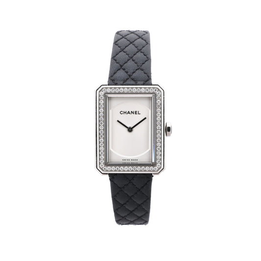 Chanel Boyfriend H6955 KTF95332 SS &amp; Leder QZ Uhr mit silbernem Zifferblatt
