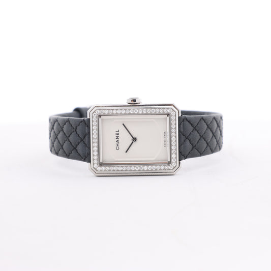 Chanel Boyfriend H6955 KTF95332 SS &amp; Leder QZ Uhr mit silbernem Zifferblatt