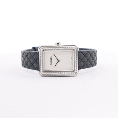 Chanel Boyfriend H6955 KTF95332 SS &amp; Leder QZ Uhr mit silbernem Zifferblatt