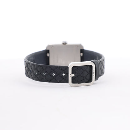 Chanel Boyfriend H6955 KTF95332 SS &amp; Leder QZ Uhr mit silbernem Zifferblatt