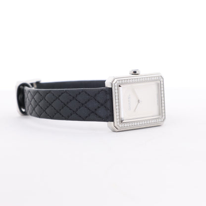 Chanel Boyfriend H6955 KTF95332 SS &amp; Leder QZ Uhr mit silbernem Zifferblatt