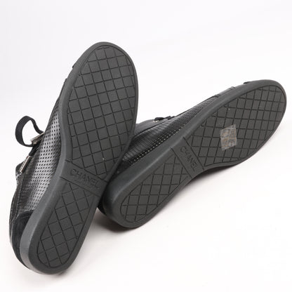 CHANEL Coco Mark 11P Wildleder x Leder Sneakers 37 in Schwarz G25313