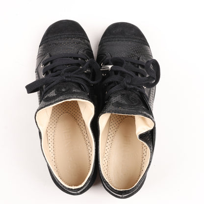 CHANEL Coco Mark 11P Wildleder x Leder Sneakers 37 in Schwarz G25313