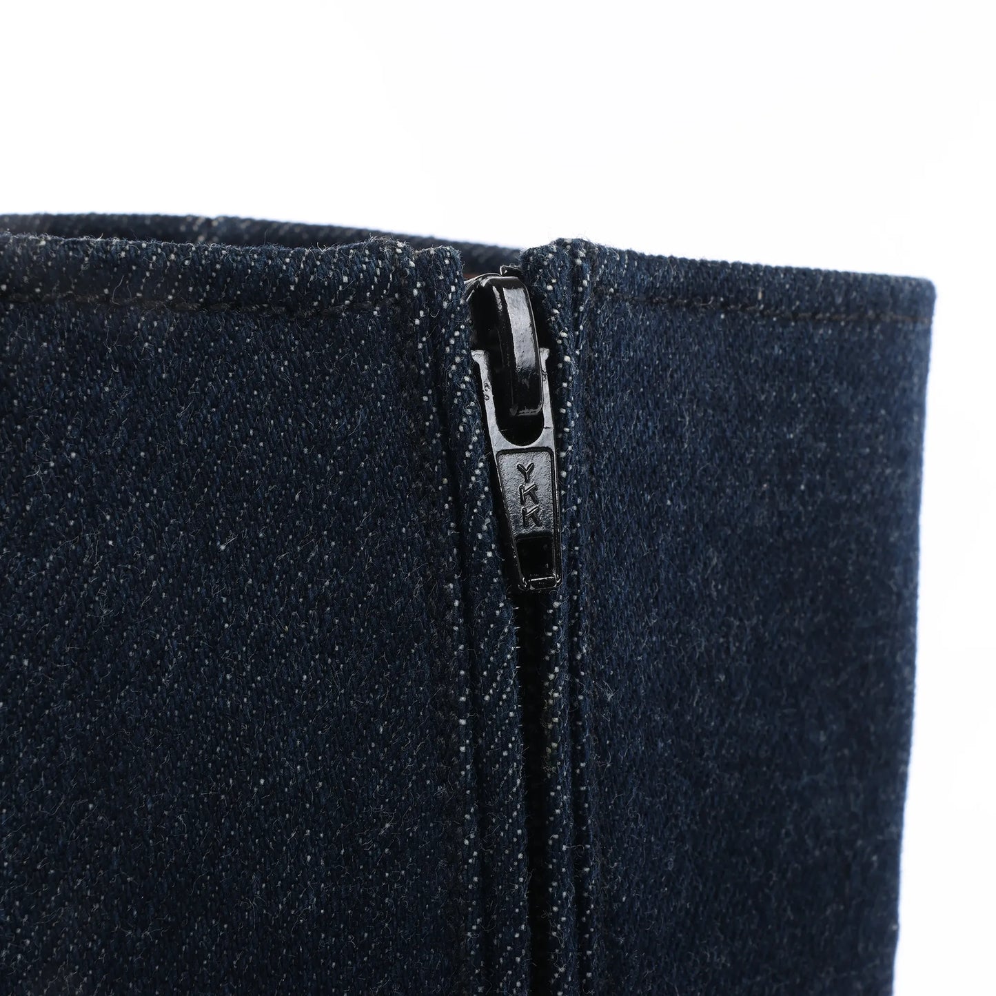 Chanel Coco Mark Denim Long Boots in Navy Blue, Size 37 EU