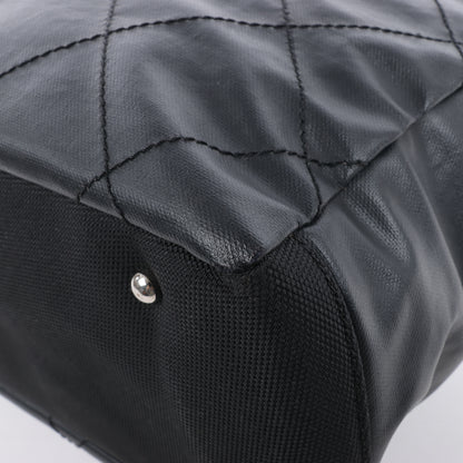Chanel Paris Biarritz MM Coating Canvas Umhängetasche in Schwarz