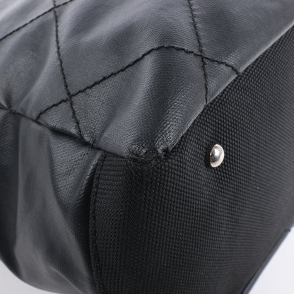 Chanel Paris Biarritz MM Coating Canvas Umhängetasche in Schwarz