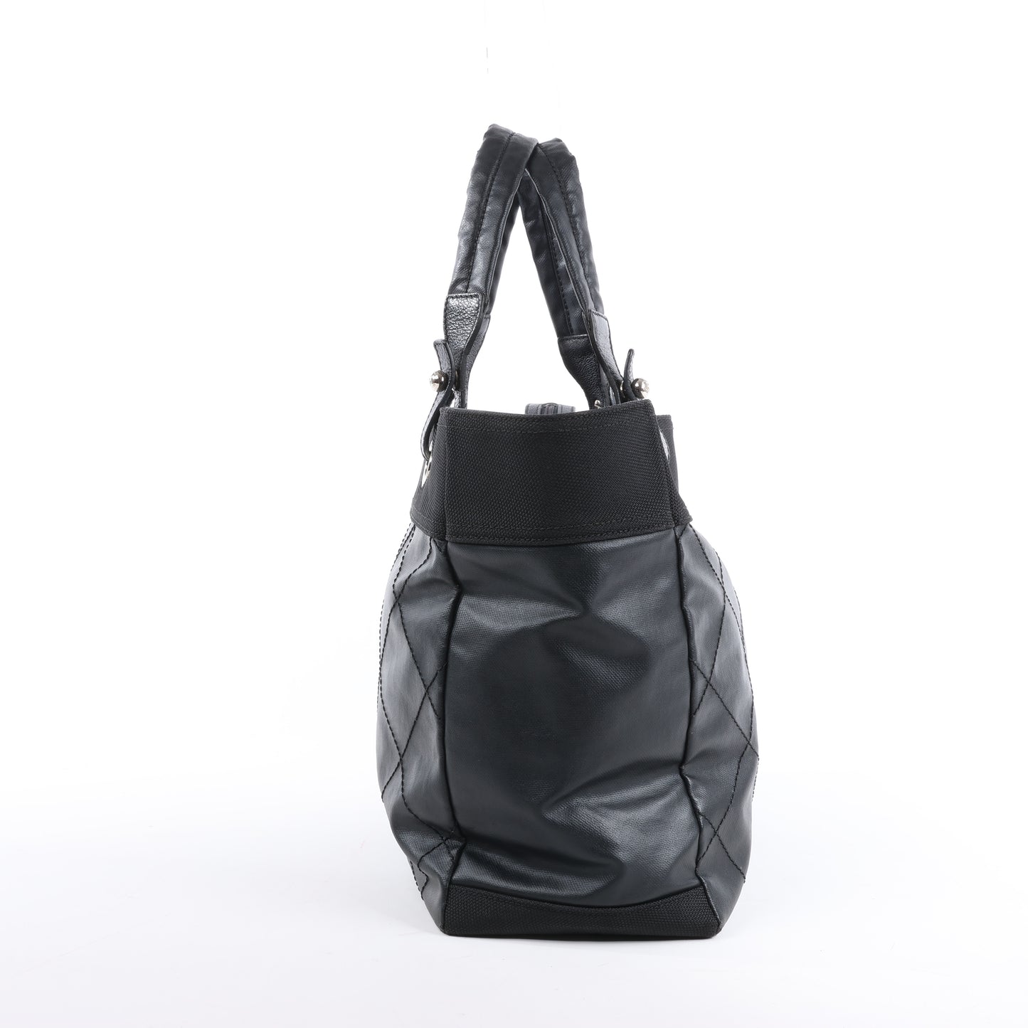 Chanel Paris Biarritz MM Coating Canvas Umhängetasche in Schwarz