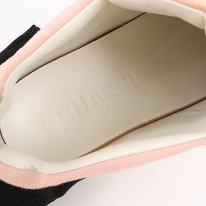 CHANEL Pink Canvas And White Leather CC Lace Up Sneakers, Size 38.5 EU