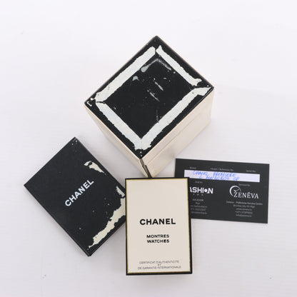 Chanel Premiere L H0001 MN16207 GP &amp; Leder QZ Schwarzes Zifferblatt